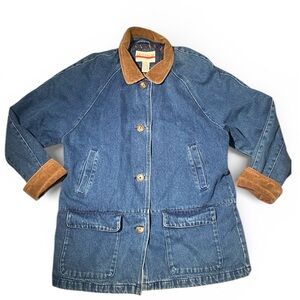 Vintage Outerwear Essentials Denim Blue And Brown Corduroy Jacket Women’s Size S